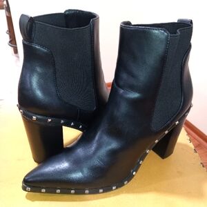 Charles by Charles David Black Studded Ankle Boots, Elastic sides, Sz. 9.5